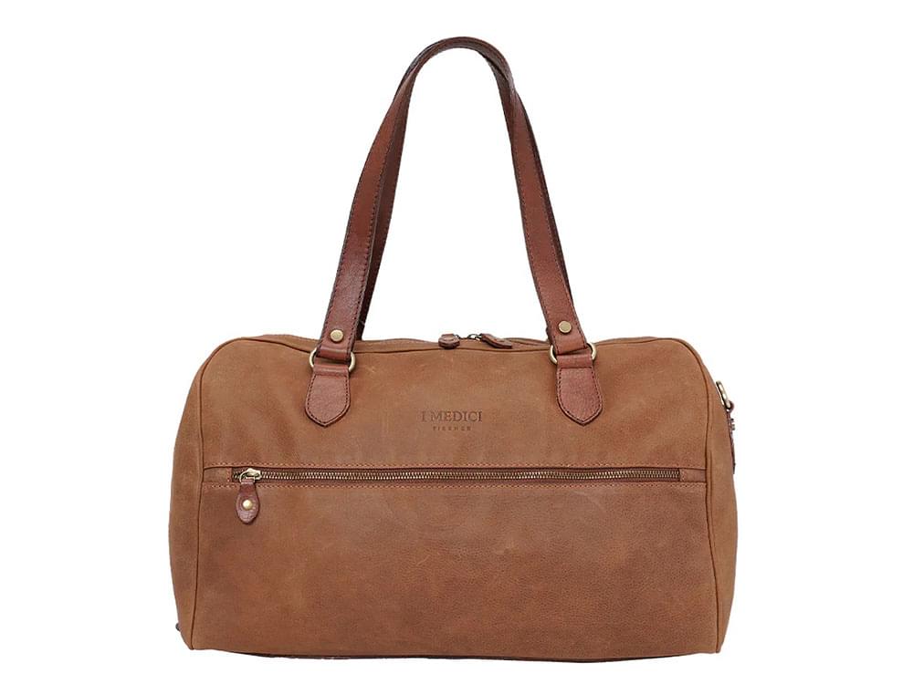 Soft leather overnight travel bag