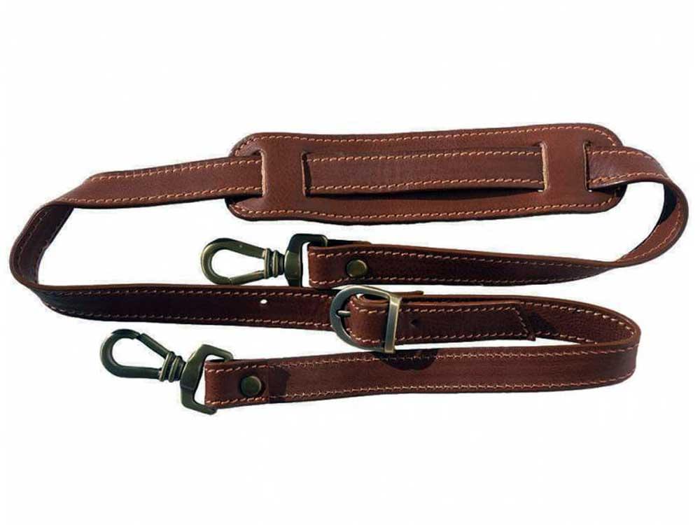 Latina (brown) - genuine Italian leather travel bag - the detachable, fully adjustable shoulder strap