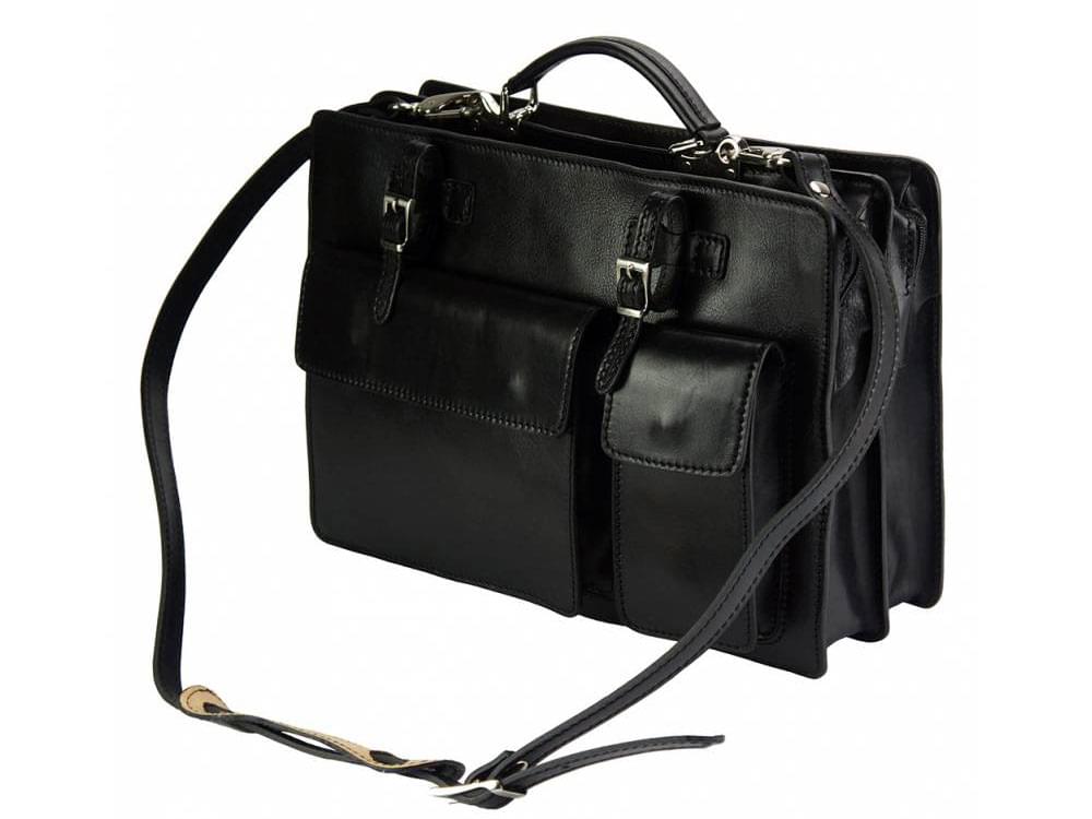 Viterbo (black) - Italian waterproof leather briefcase