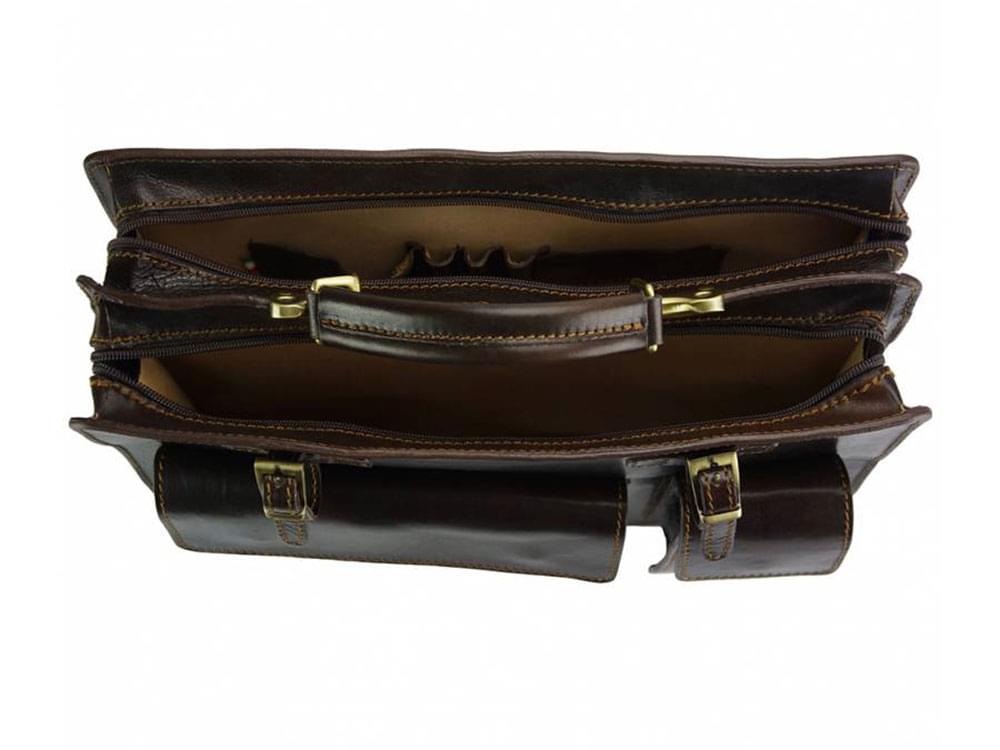 Viterbo (dark brown) - Italian waterproof leather briefcase