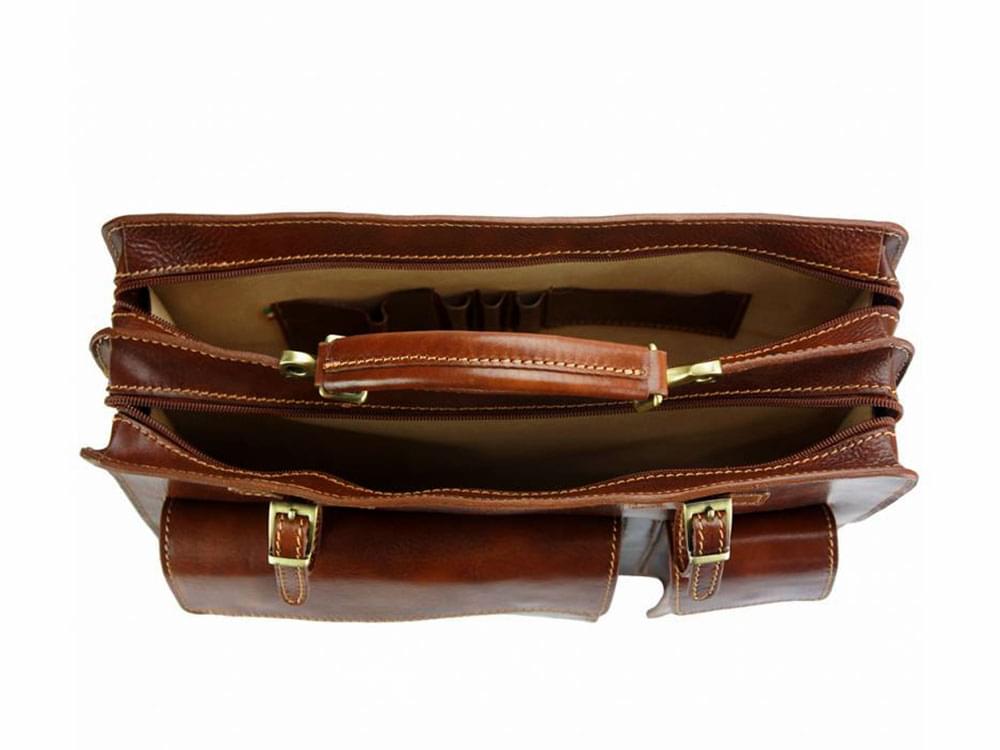 Viterbo (brown) - Italian waterproof leather briefcase