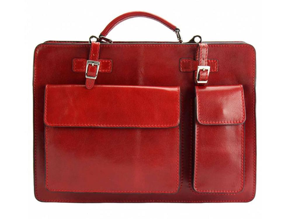 Viterbo (red) - Italian waterproof leather briefcase