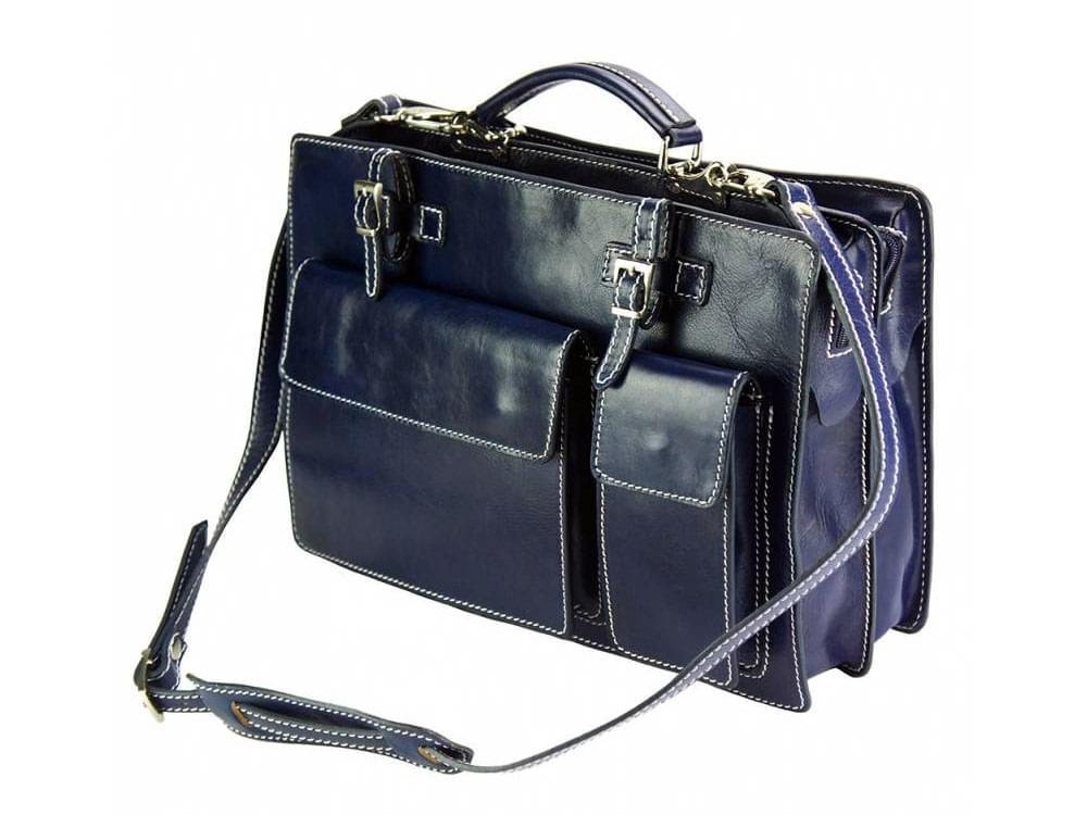 Viterbo (dark blue) - Italian waterproof leather briefcase