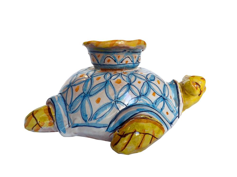 Sea Turtle candle holder - hand made ceramics from Sicily