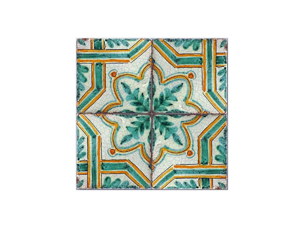 Felce - Traditional, rustic, Sicilian ceramic tiles - four tiles make up the patter