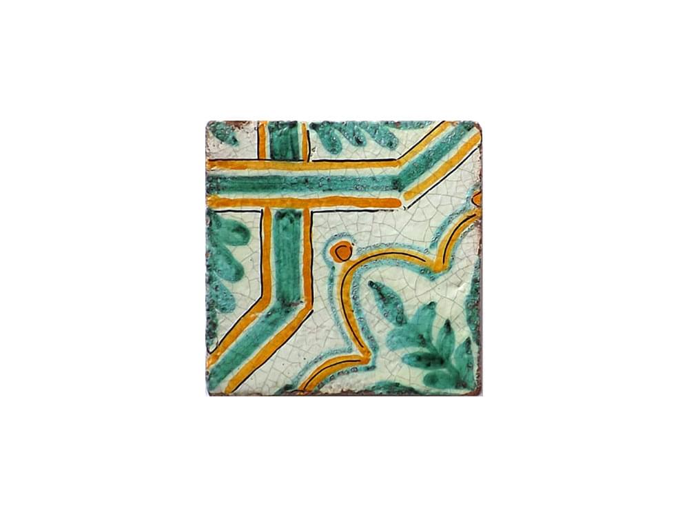 Felce - Traditional, rustic, Sicilian ceramic tiles - showing a single tile