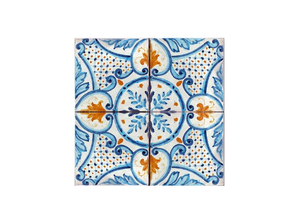 Siciliana - Traditional, rustic, Sicilian ceramic tiles - four tiles make up the pattern