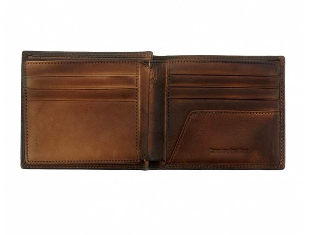 Davide - luxury vintage leather wallet - showing back compartments