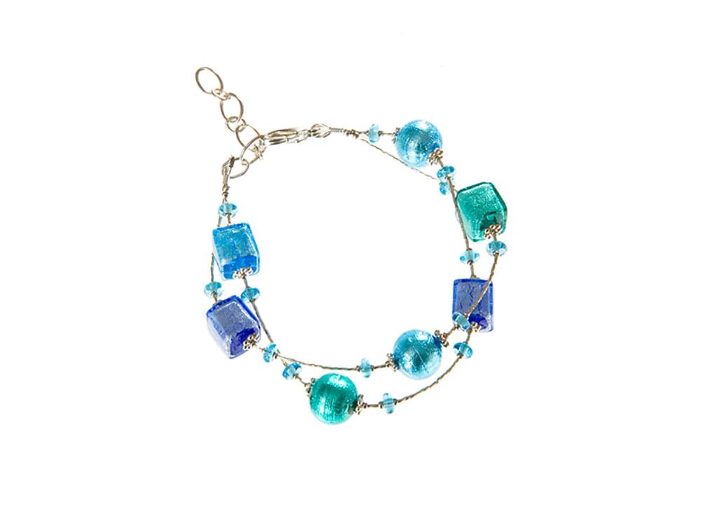 Nettuno - double strand bracelet of Murano glass beads
