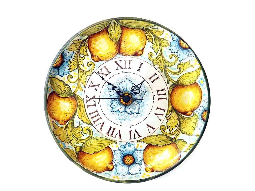 Ceramic plate wall clock from Sicily