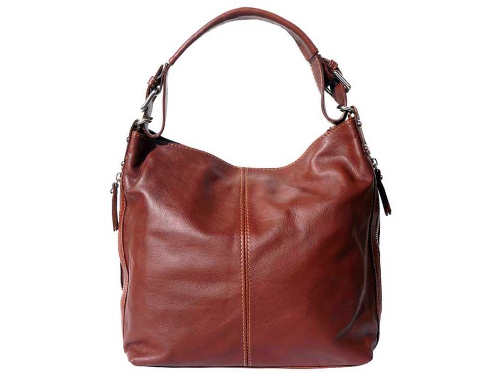 Spello (brown) - Rich, chocolate brown, Italian leather bag - front view