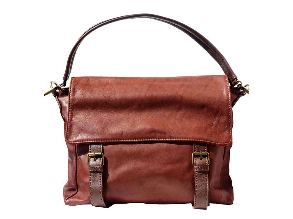 Elba (brown/dark brown) - Soft leather satchel style bag