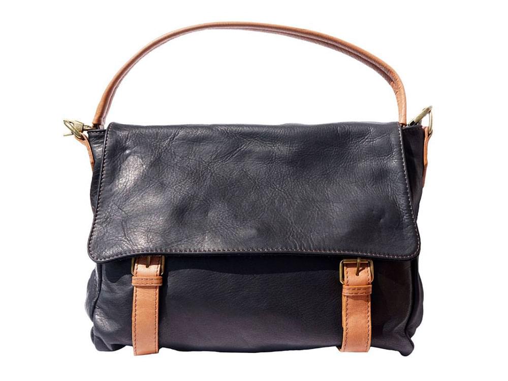 Elba - soft leather satchel style bag - front view