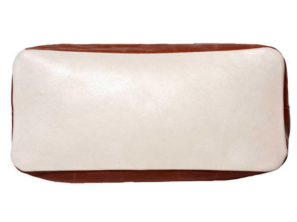 Otranto (cream/brown) - Tote bag in soft, Italian calf leather