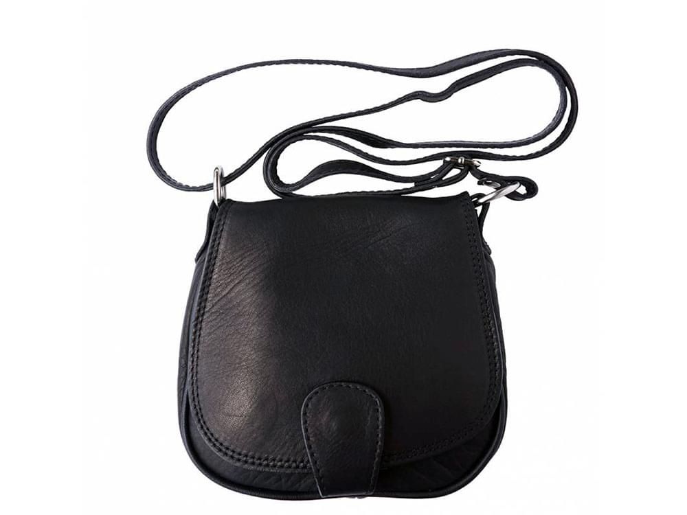 Lodi (black) - Soft leather cross-body bag with long strap
