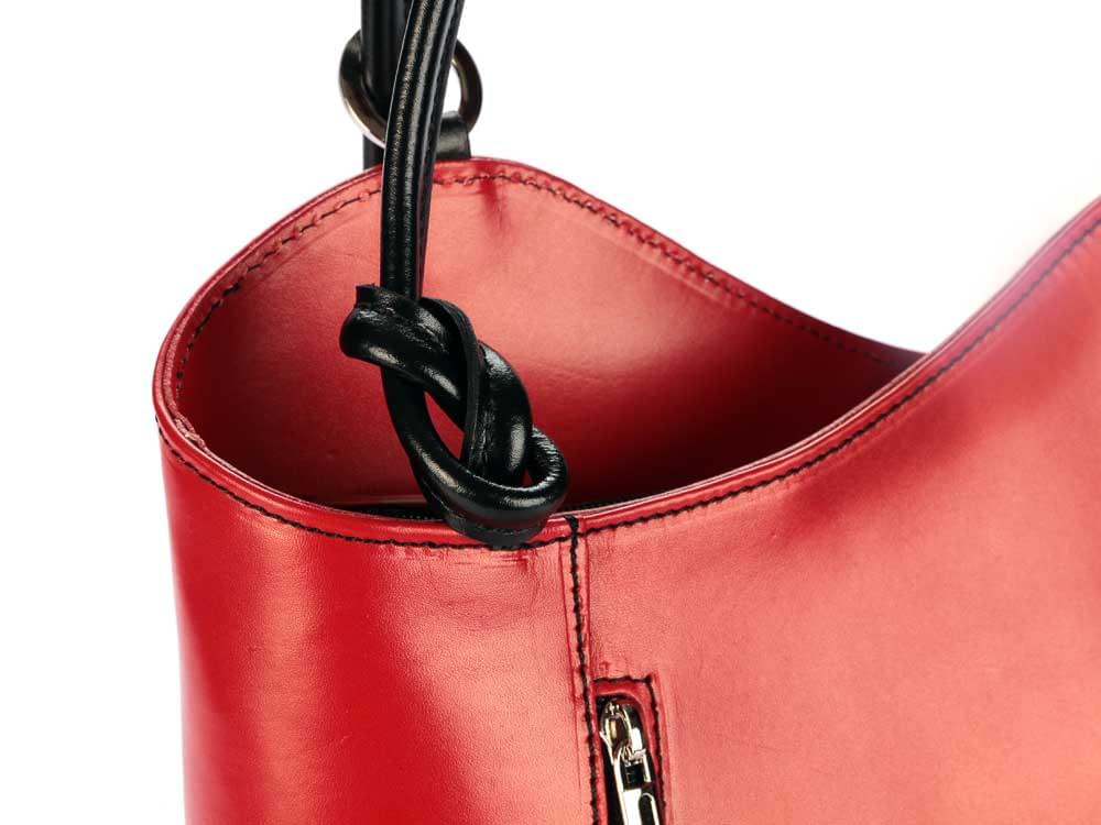 Capri (red/black) - Colourful, rigid leather handbag
