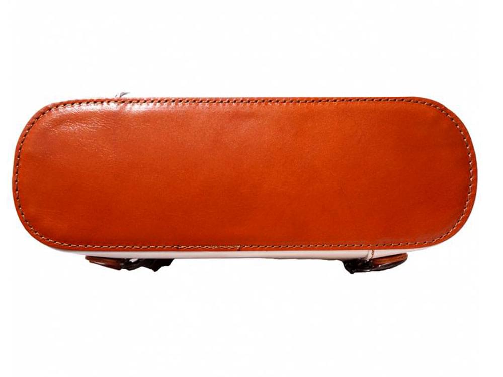 Capri (cream/tan) - Versatile, rigid leather handbag
