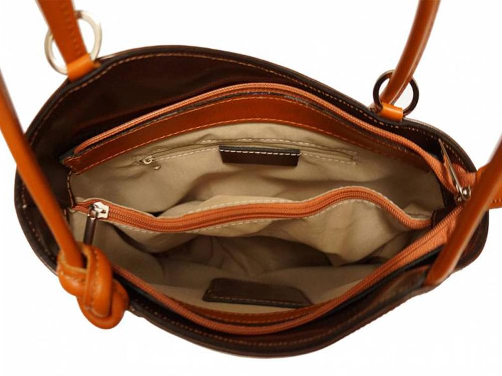 Capri (dark brown/tan) - Versatile leather handbag