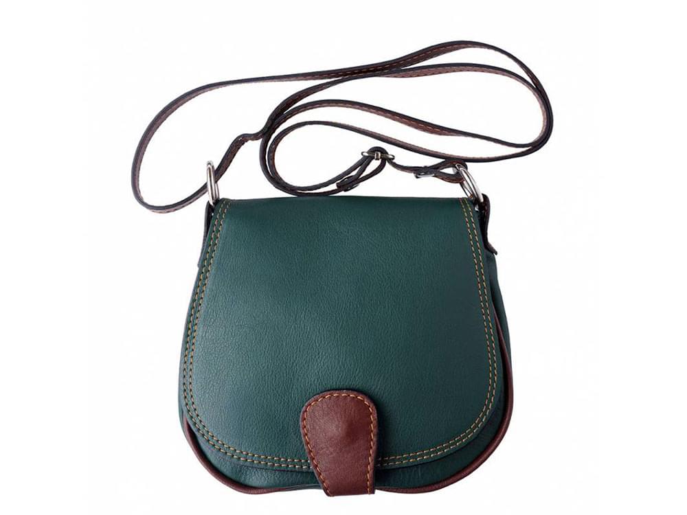 Lodi (green/brown) - Soft leather cross-body bag with long strap