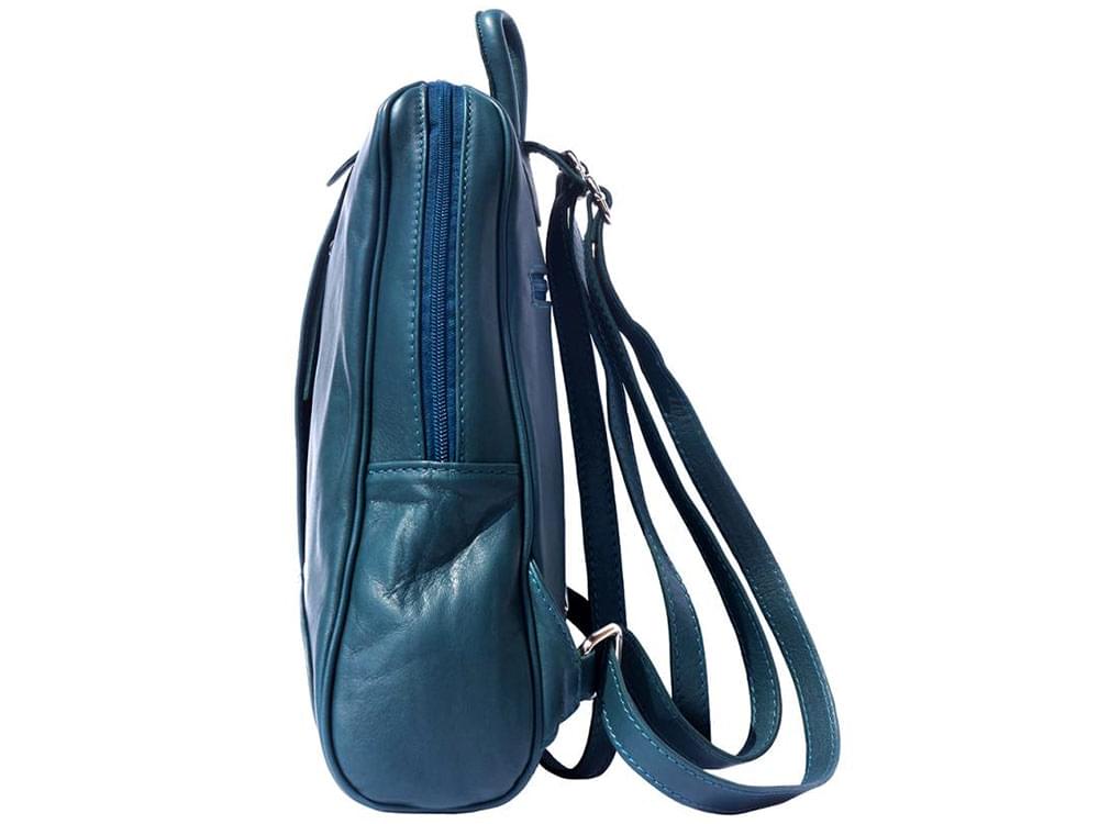 Matera (dark turquoise) - A sleek, sporty, leather backpack