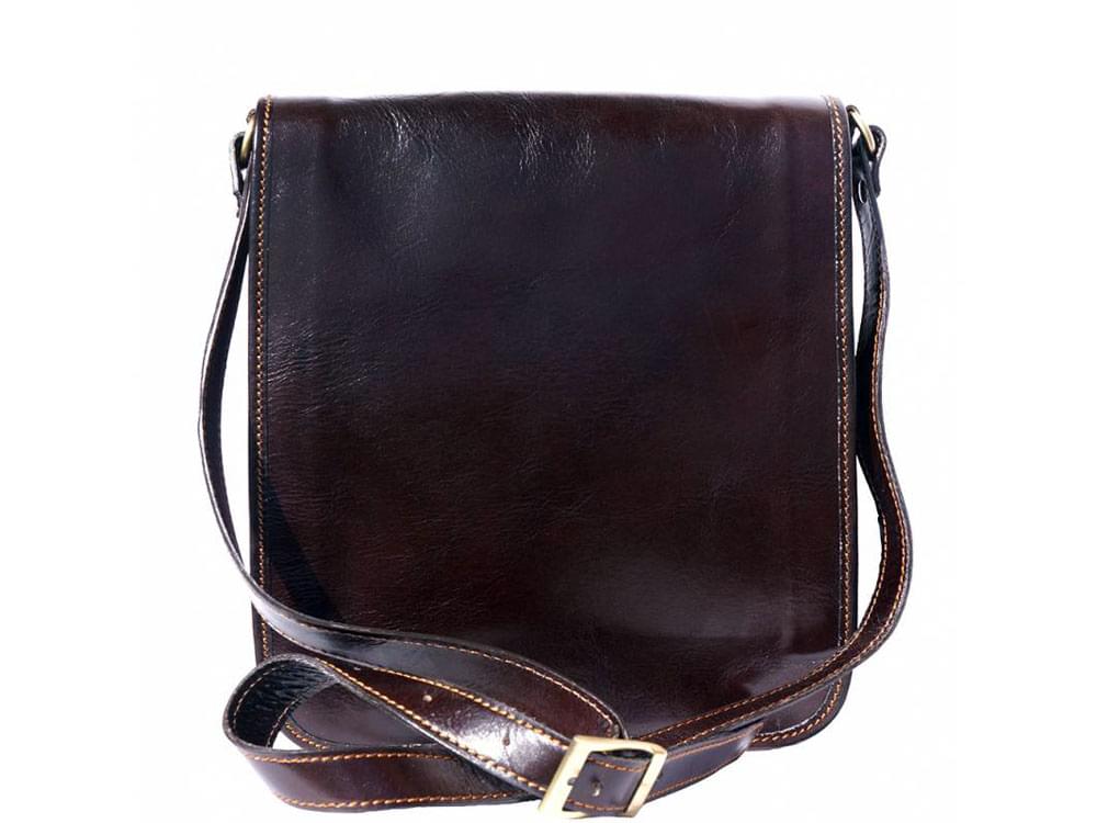 Corato - medium sized leather messenger bag - front view