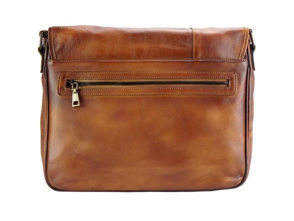 Noto - stylish vintage leather messenger bag - back view