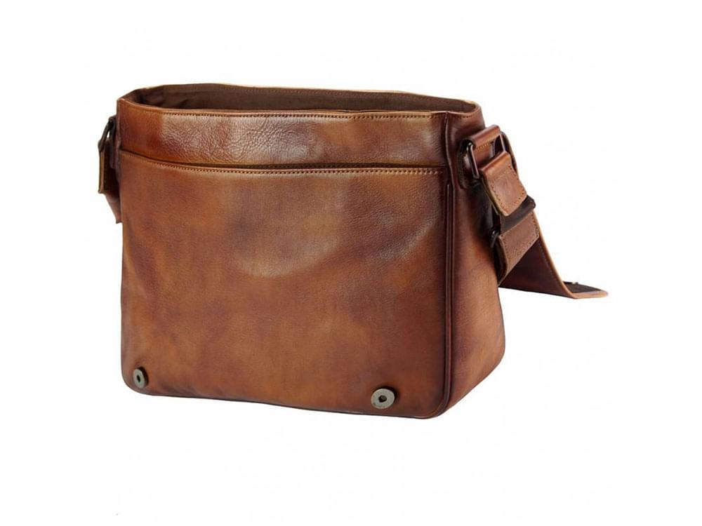 Noto - stylish vintage leather messenger bag -  with the flap open