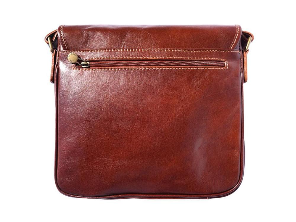 Nerola, Italian leather handmade messenger bag - back view