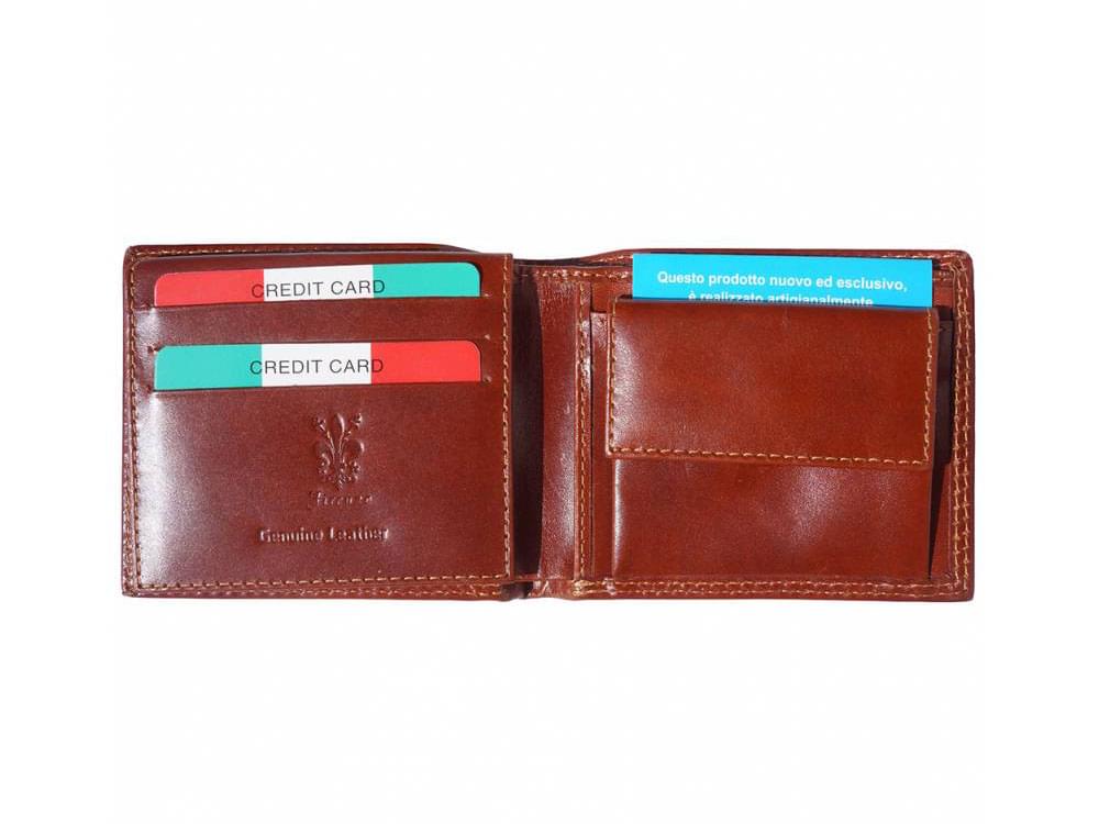 Domenico (tan) - Genuine calfskin, hard leather wallet