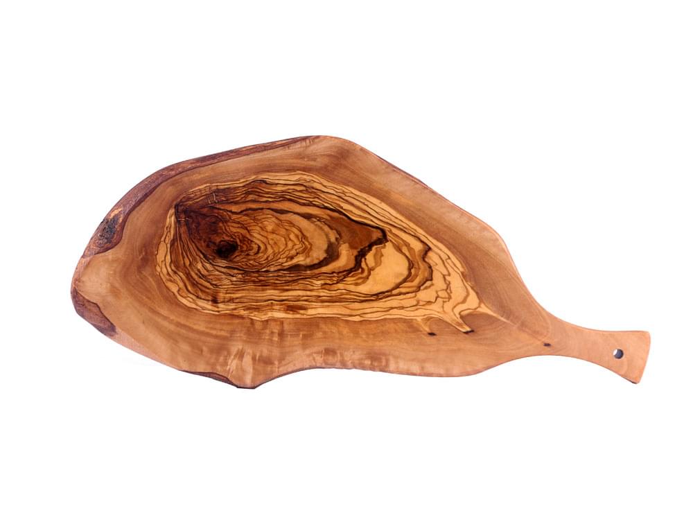 Rustic olive wood board with handle - medium