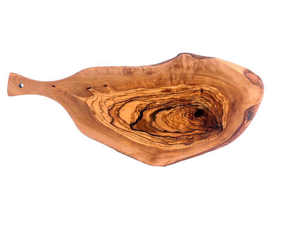Rustic olive wood board with handle - medium