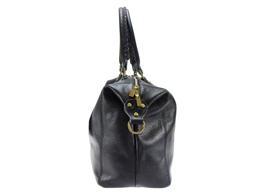 Rimini (black) - Large, soft calf leather handbag 