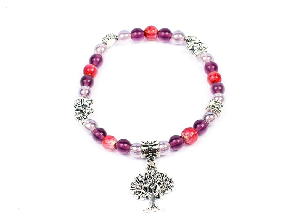 Albero della Vita (viola) - Murano glass bead & charm bracelet