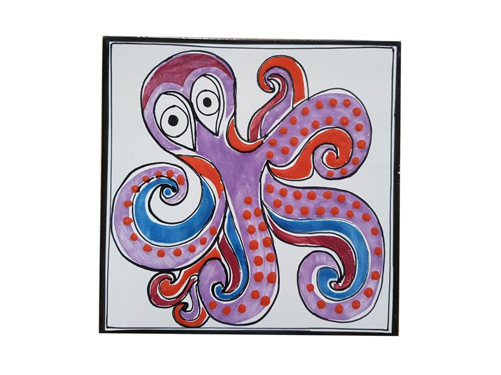 Octopus - Small - Handmade, traditional ceramic tile from Sicily