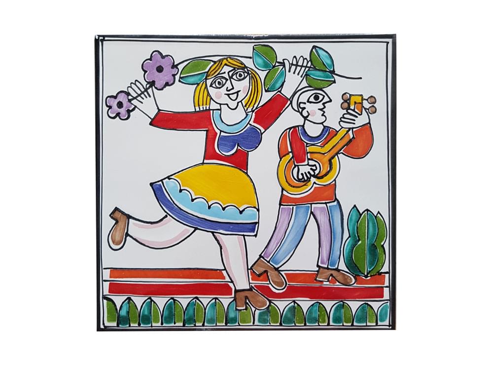 Festival - Small - Handmade, traditional ceramic tile from Sicily