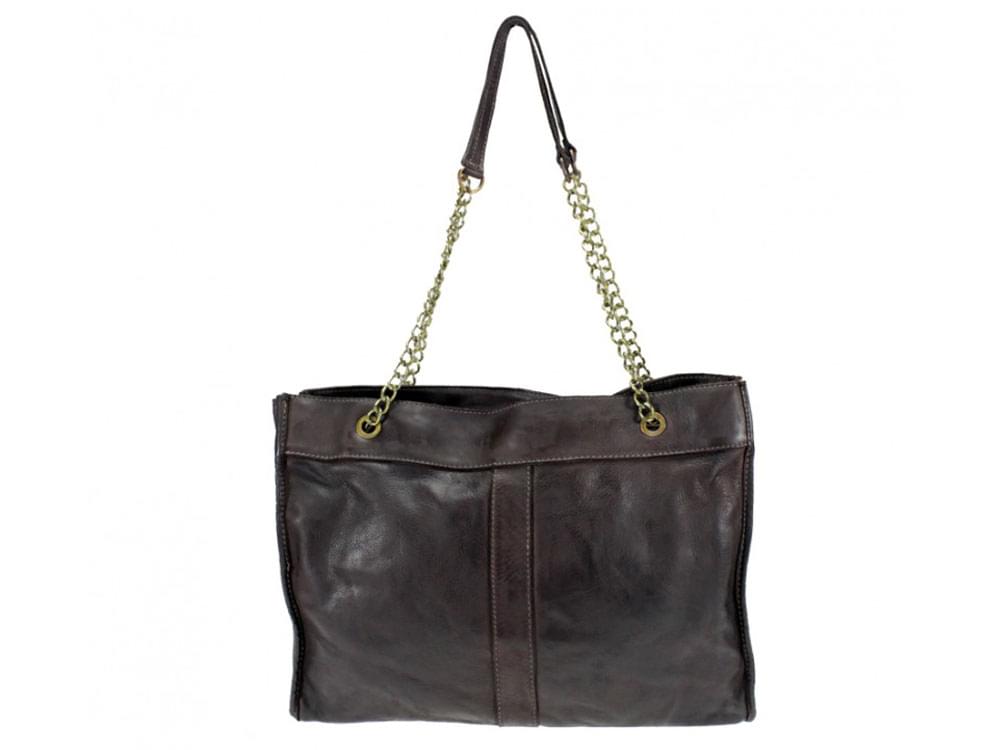 Melfi (dark brown) - Large, slim, calf leather shoulder bag