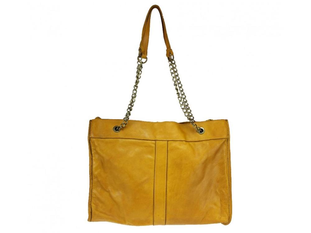 Melfi (mustard) - Large, slim, calf leather shoulder bag