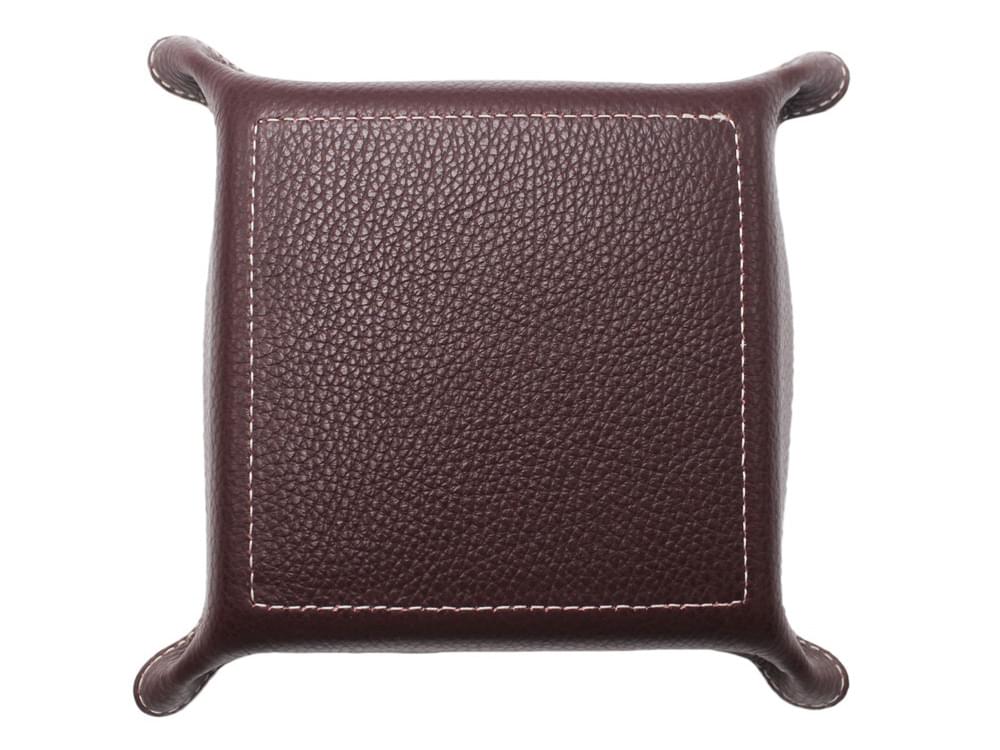 Square desk tray - leather tray for small objects - underneath