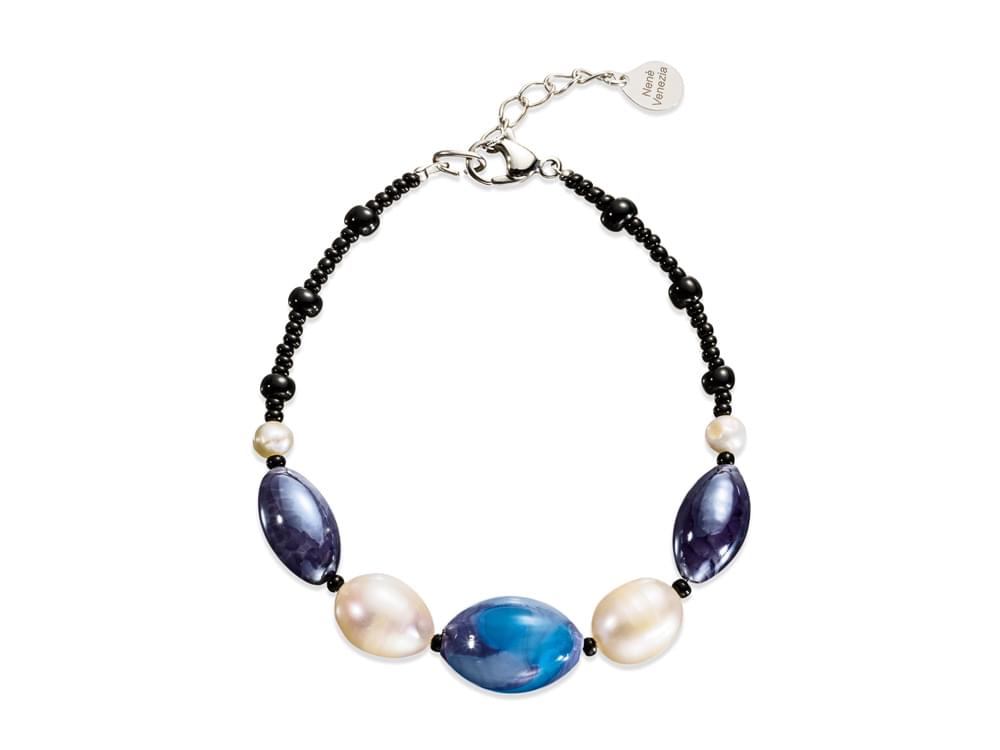 Murano glass and cultured pearl bracelet