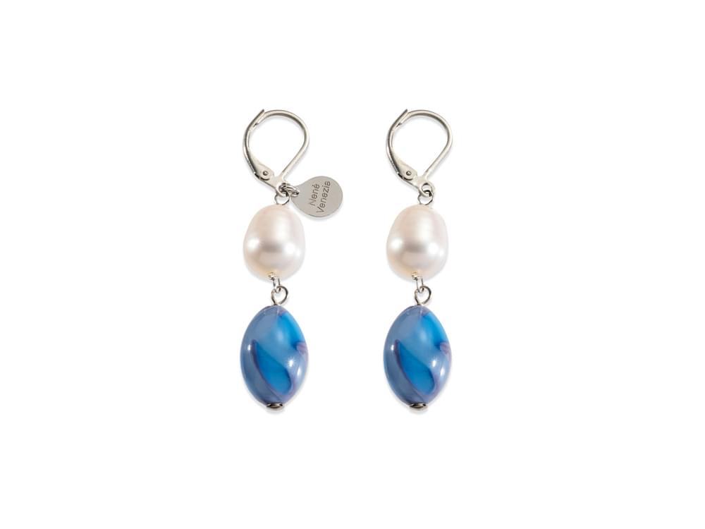 Capri - Murano glass and cultured pearl earrings