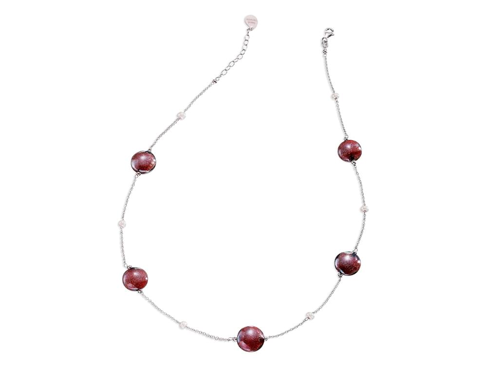 Cloe Necklace (vermilion) - Simple, elegant and classy Murano glass necklace