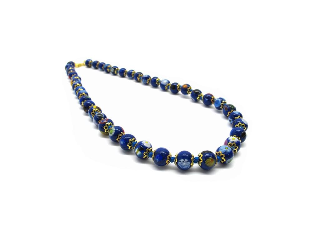 Murano mosaic beads in deep blue