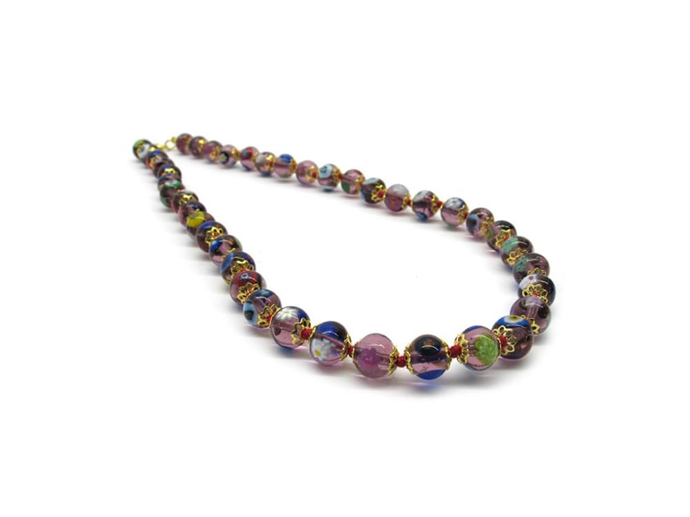 Mosaica Necklace (amethyst) - Murano mosaic beads in a variety of colours