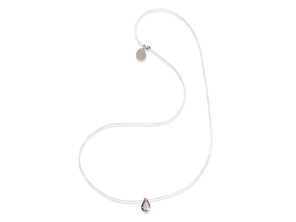 Drop (pale grey) - Pure simplicity, transparent wire and tiny glass drop