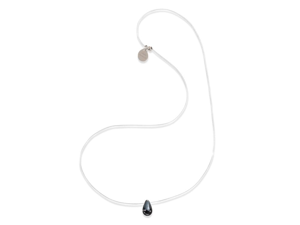 Drop (black) - Pure simplicity, transparent wire and tiny glass drop