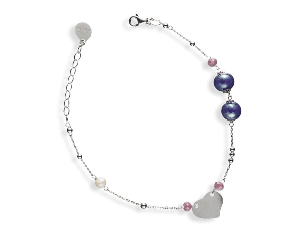 Iris Bracelet (indigo) - Delicate Murano glass and pearls on sterling silver