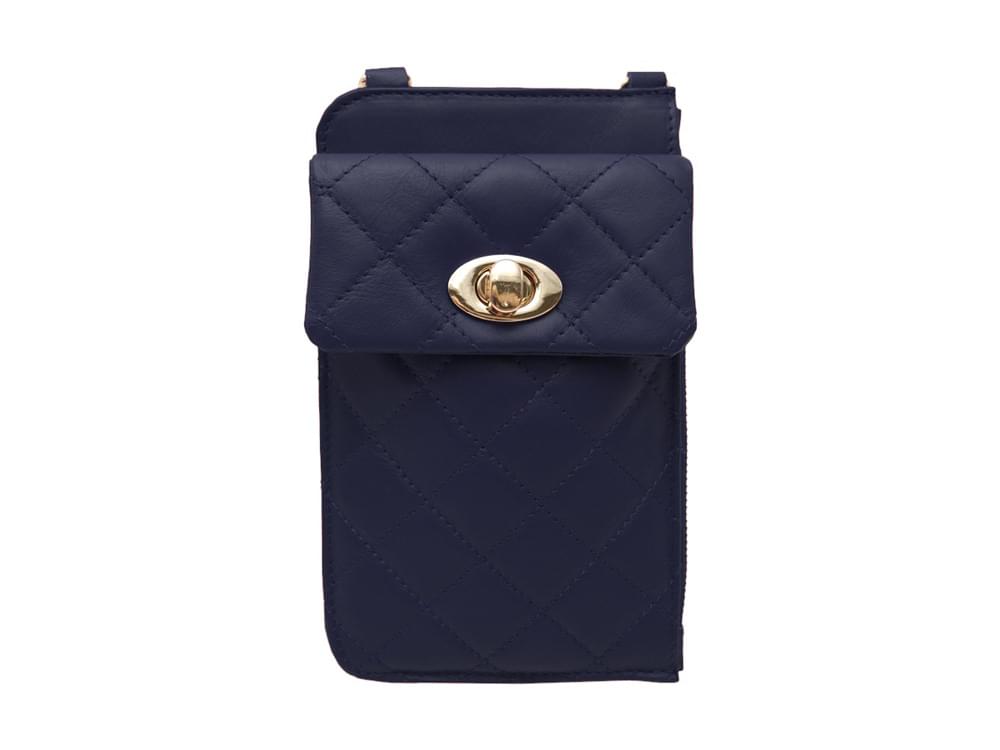Phone Holder (navy blue) - Quilted leather mobile phone holder