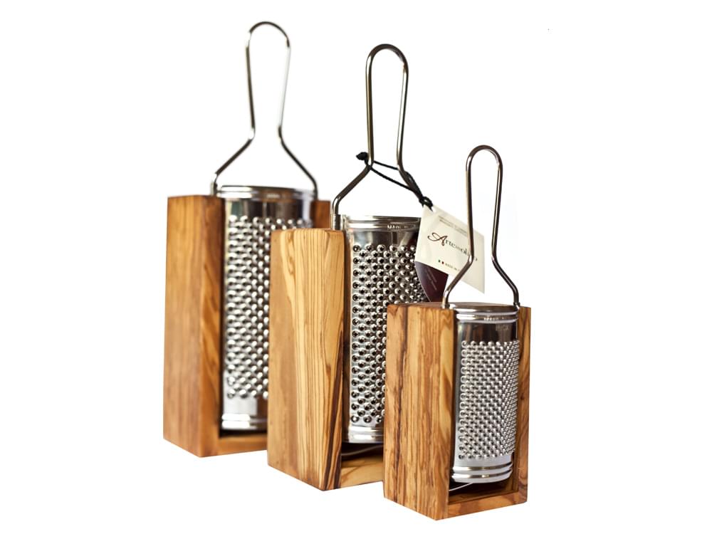 Italian Cheese Grater (large) - Traditional olive wood and stainless steel grater
