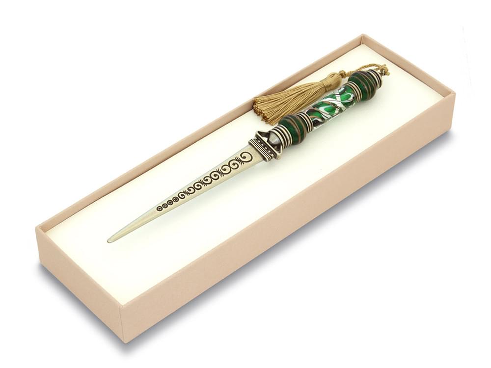 Fondere (green) - Bronze and Murano glass letter opener