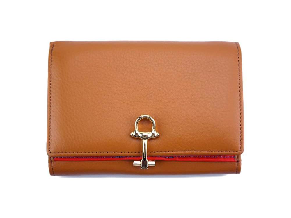 Maria (tan) - Slim, colourful wallet with large capacity